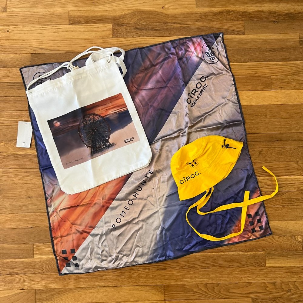 Romeo Hunte x Ciroc Collab 100% Silk Scarf/Beach Bag/Bucket Hat (3 Item Bundle)